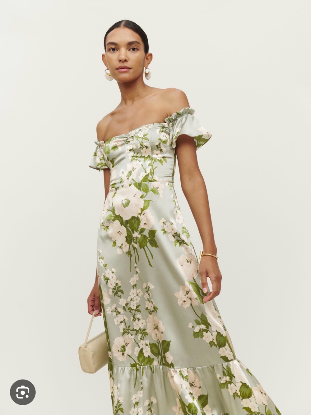 Reformation Tarragon Off the Shoulder Dress